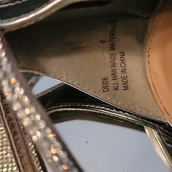 NWOT Charlotte Russe silver and rinestone sandals sz6 4 in block heel - Picture 9 of 11